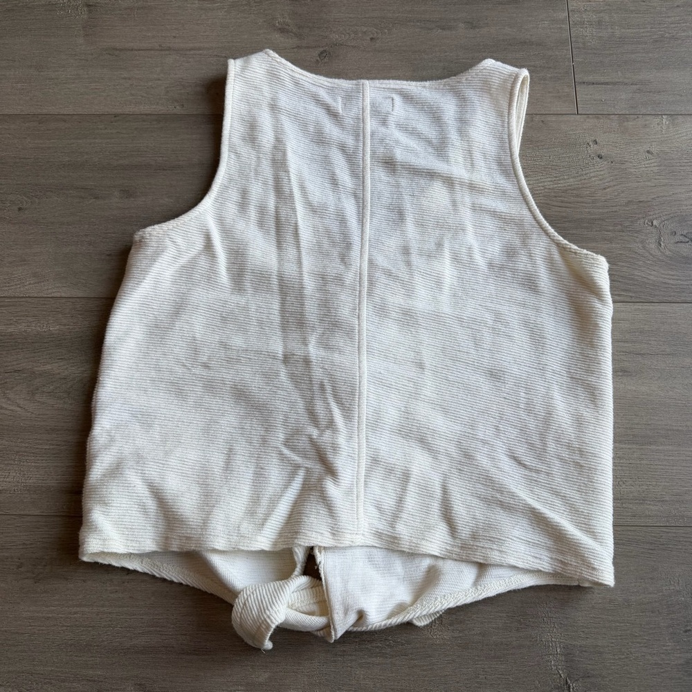 Texture & Thread x Madewell Button front tie tank - size medium - cream - Picture 4 of 6
